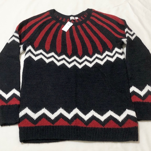 NWT - Gap Women’s Soft Dressy Navy Blue, Red, and White L/S Crewneck Sweater - L - Picture 10 of 14